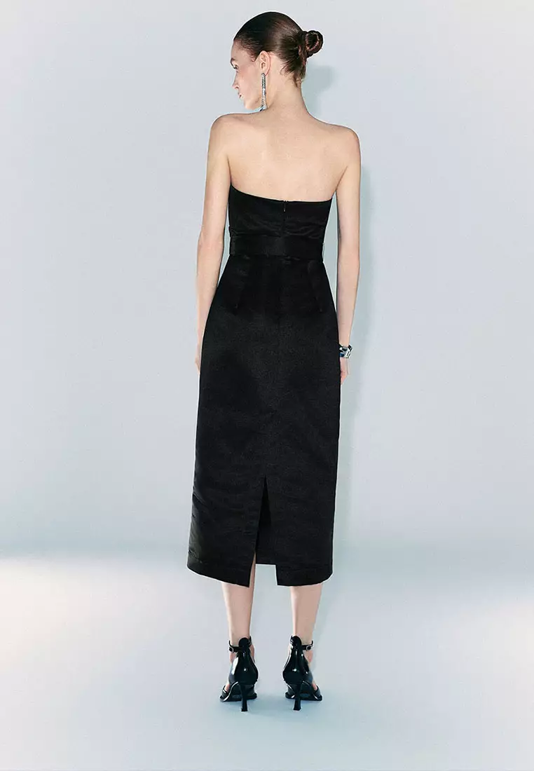 UR秋季新款女装法式赫本风腰带开衩无袖连衣裙UWG740183