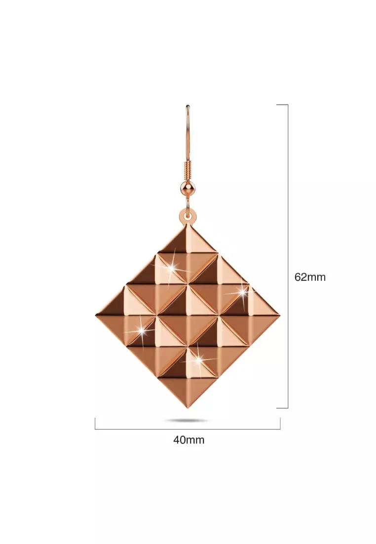 Fascination Geometric Diamond Shape Metallic  Earrings Rose Gold