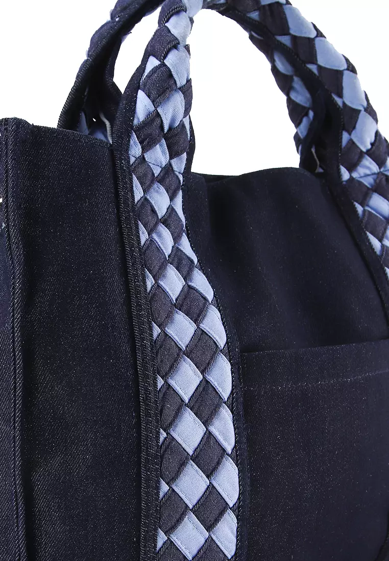 Gayatri Totebag - Tas Wanita Denim Kombinasi Tenun Etnik - Handmade Lokal Premium