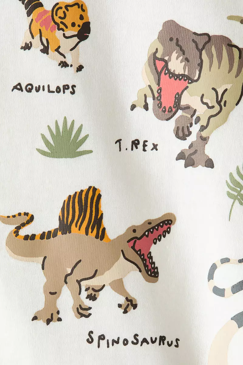 Print-motif cotton T-shirt