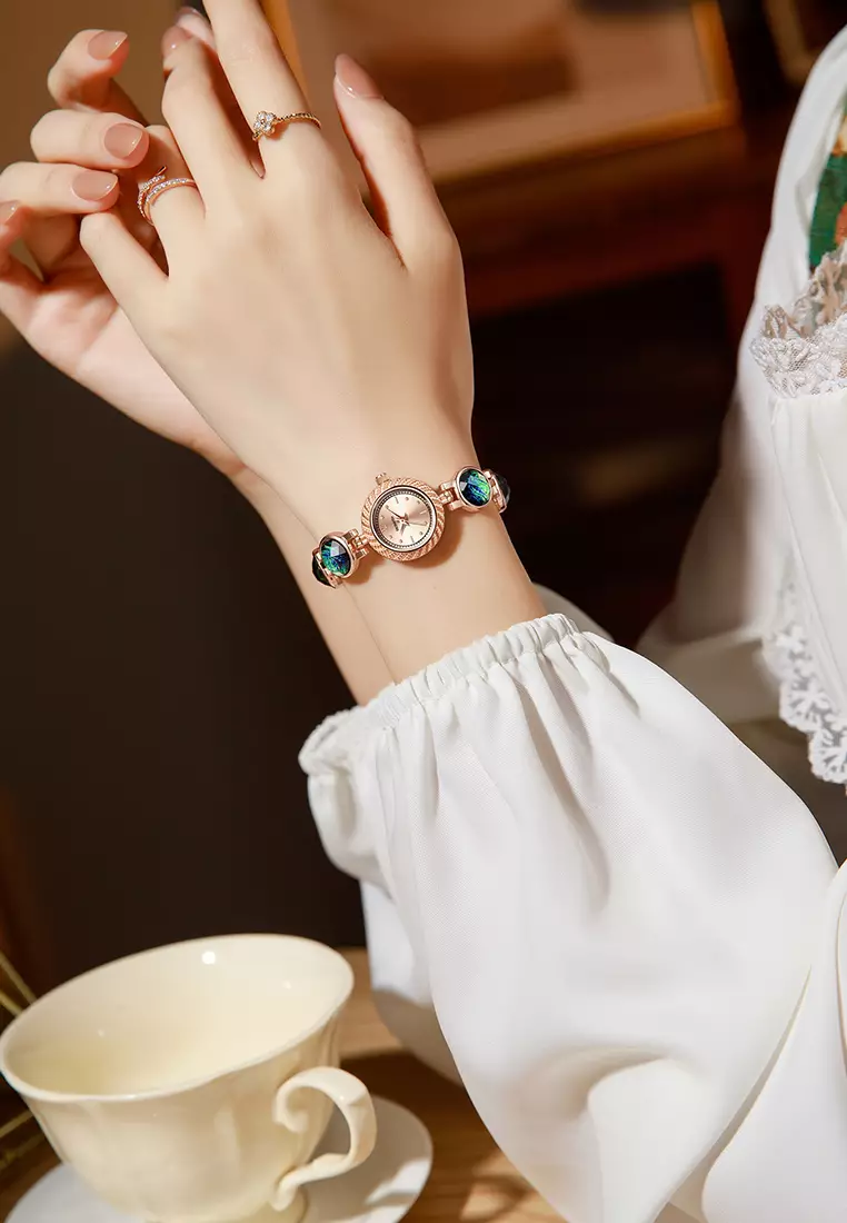 Jam Tangan Wanita Anti Air Original Korea Elagent Jam Gelang Style Vintage Jam Tangan Cewek rosegold
