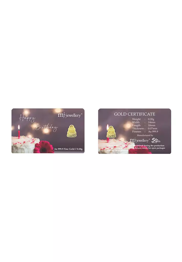 5G Gold Collection 999.9/24K Happy Birthday Series Gold Bar (0.2g)