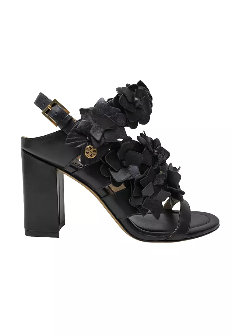 Pre-loved Tory Burch Leather Flower Heels for Women in Black - O1-33079-001-6