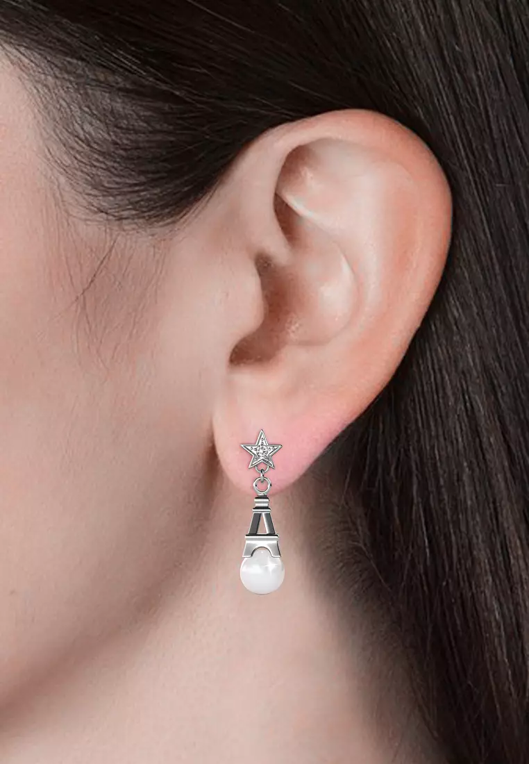 Twinkling Paris Earrings WG - Anting Crystal Swarovski by Her Jewellery