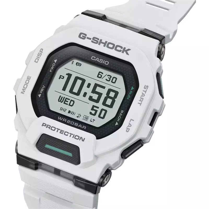 Jam Tangan Pria Casio G-Shock G-Squad GBD-200-7DR Men Digital Dial White Resin Band