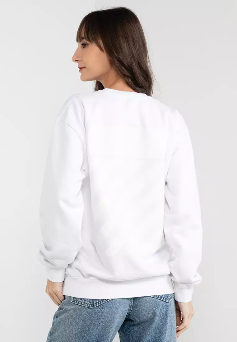 White hoodless sweatshirt sale