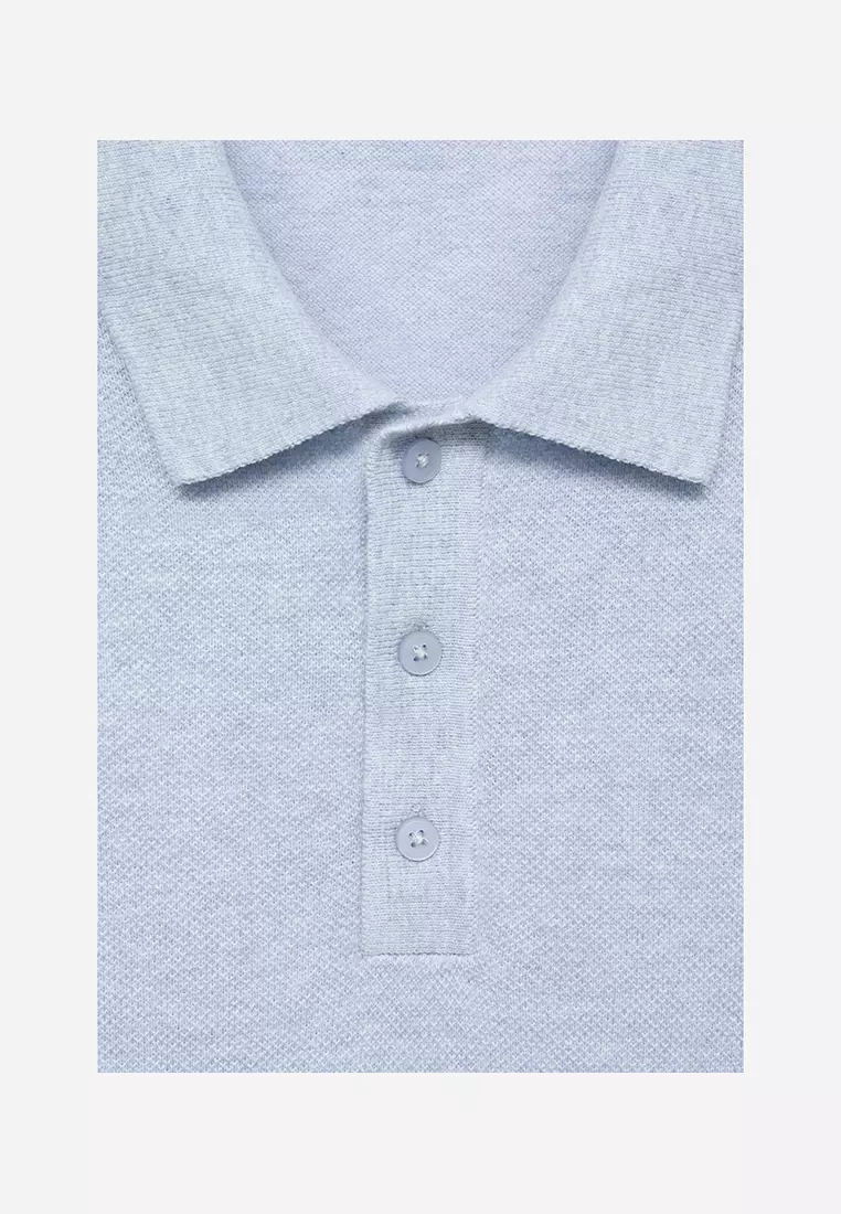 Structured Knitted Slim-Fit Polo Shirt