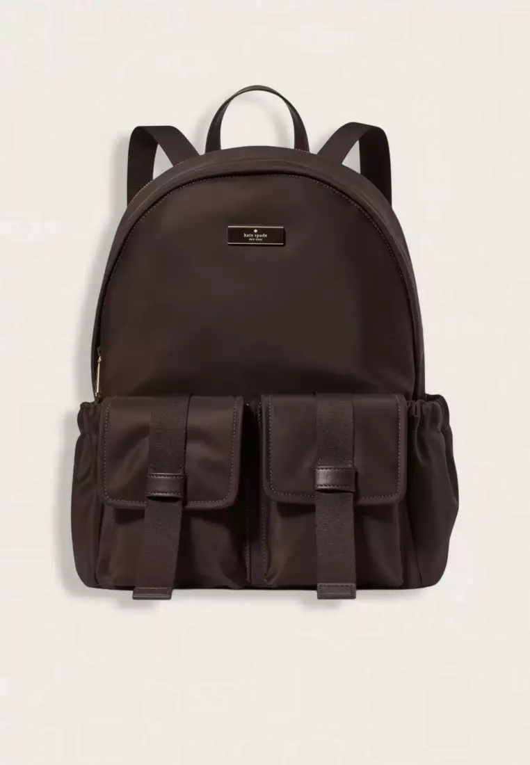 Kate Spade Carter Ksnyl Cargo Large Backpack Hot Fudge