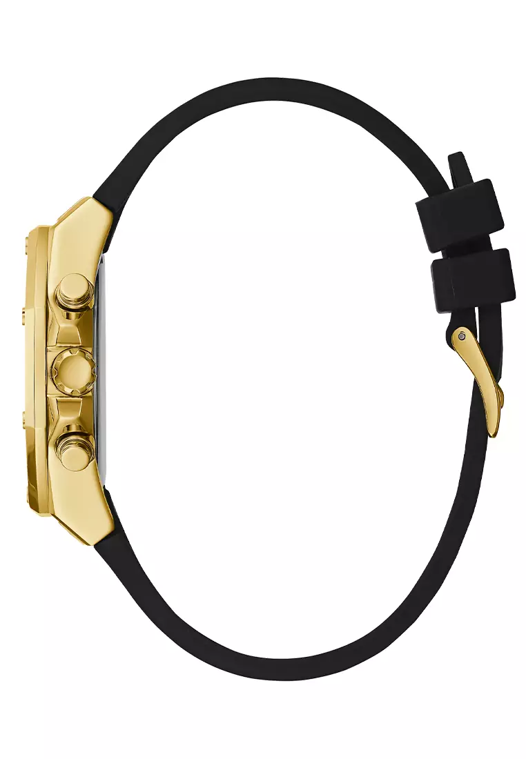 Guess GW0256L1 - Jam Tangan Pria - Gold - Black Rubber Strap