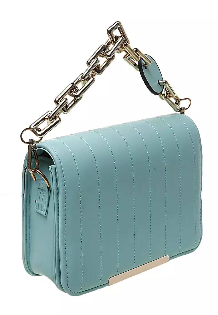 Melly Tas Selempang Wanita Tali Panjang Gold List Casual Bag - Mint