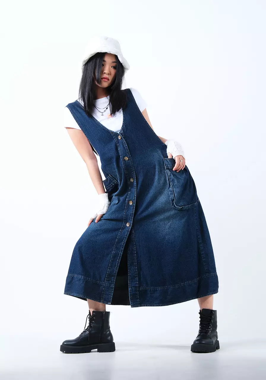 Overall Dress Wanita Mizza Dark Blue