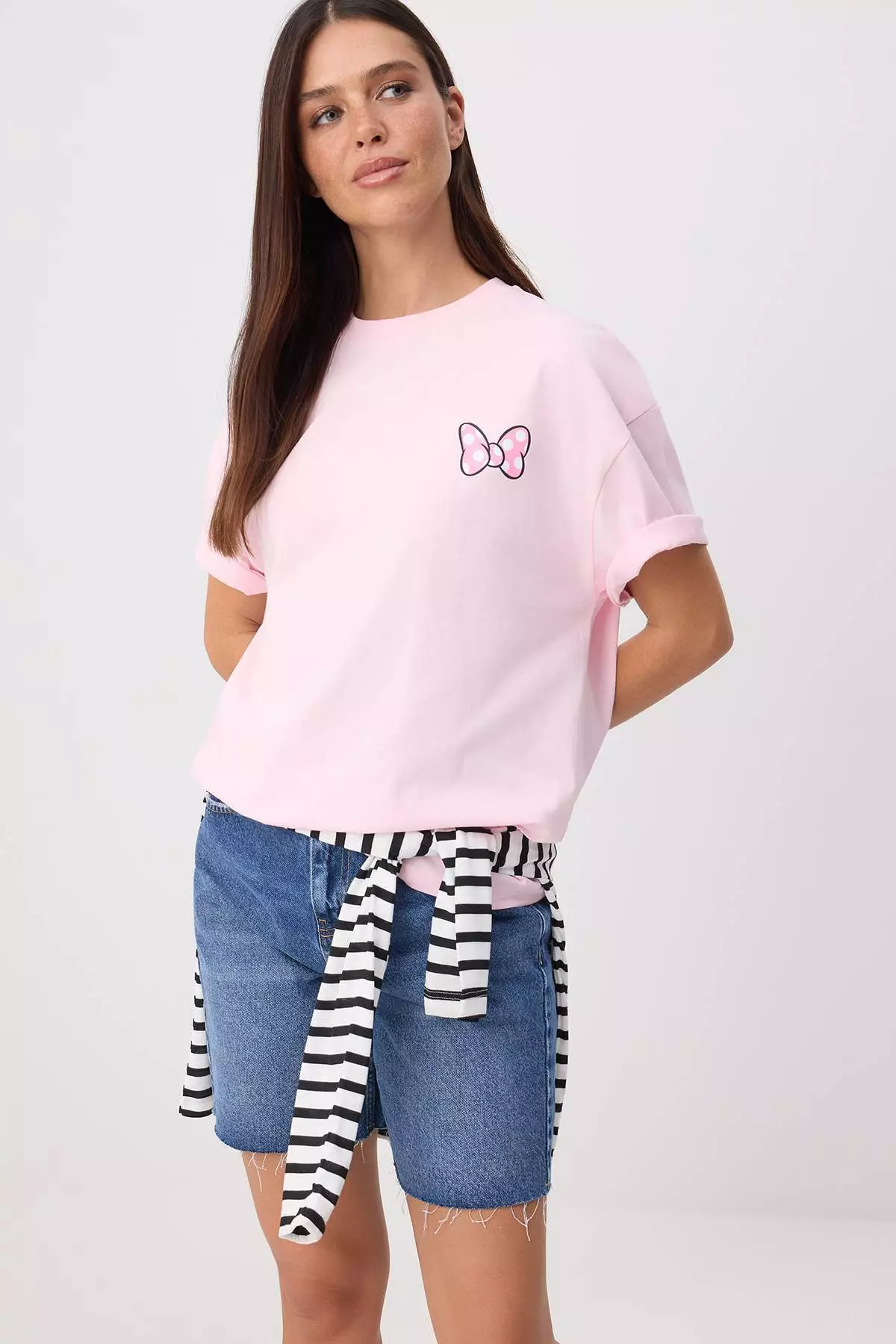 Pink Disney Licensed Printed Relaxed/Casual Fit Low Sleeve 100% Cotton Knitted T-Shirt Twoss26Ts00141