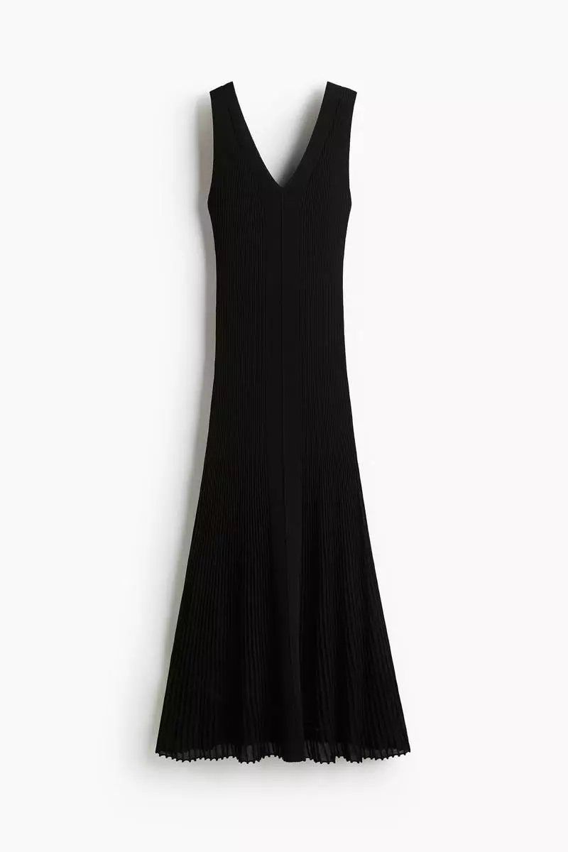 Flared rib-knit dress