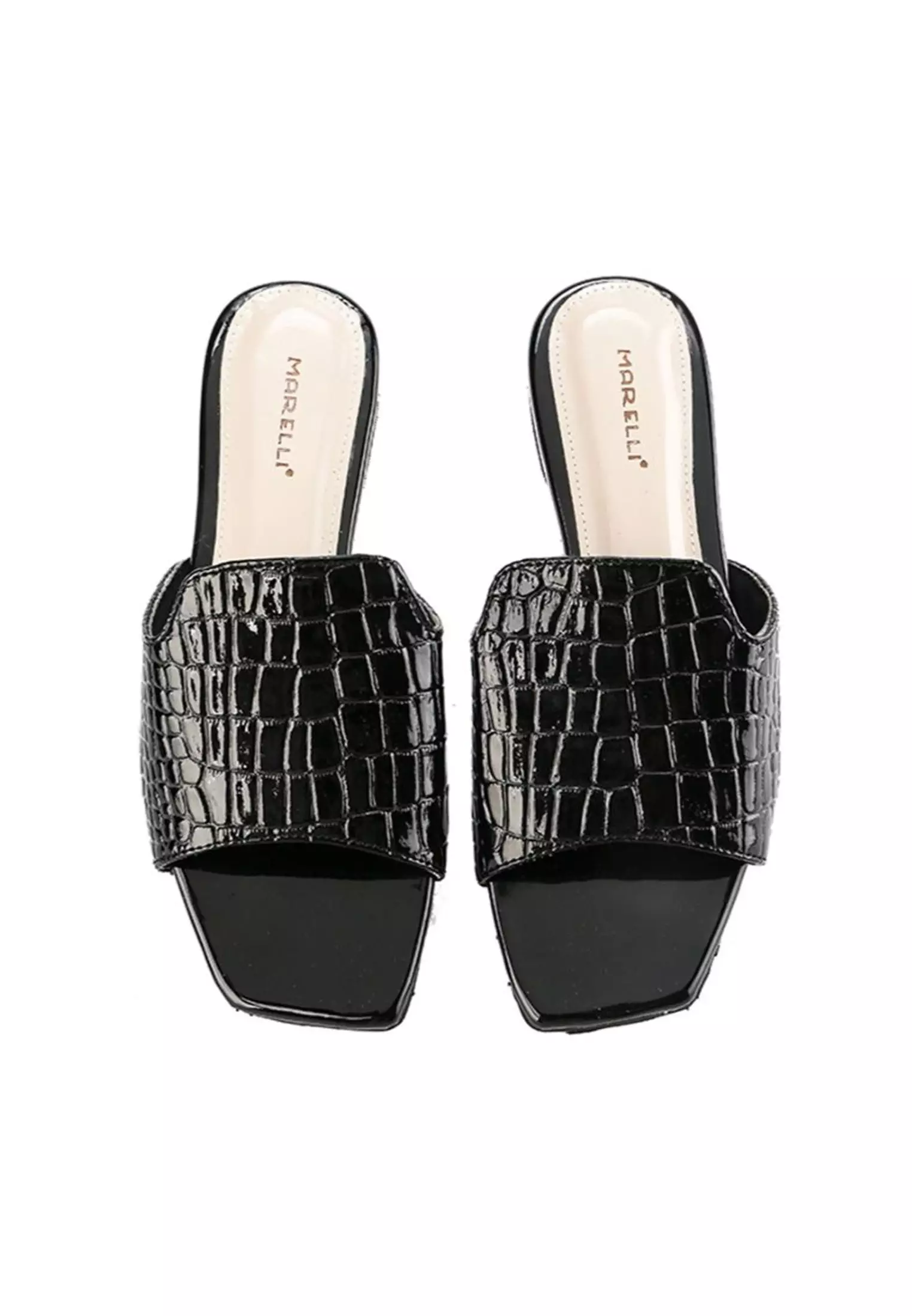Minerva Sandal Mules wanita Flat Slip On - Black