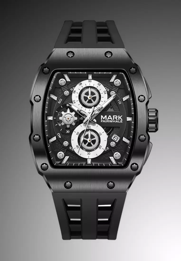 Unisex Barrel Shape Alloy Quartz Watch, 44mm, Rubber Strap