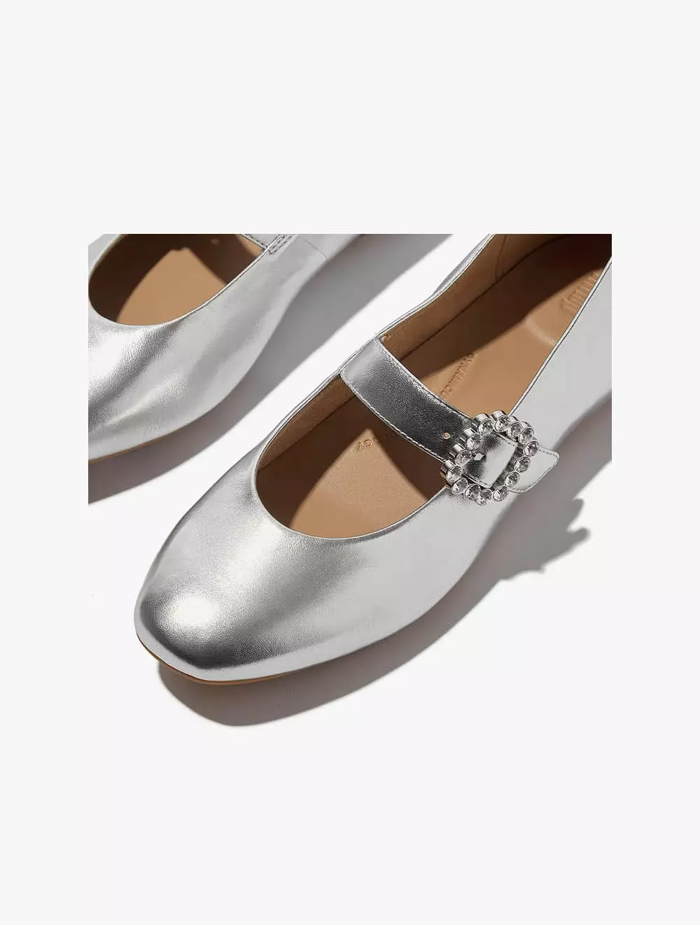 Fitflop Delicato Crystal-Buckle Leather Mary Janes - Silver