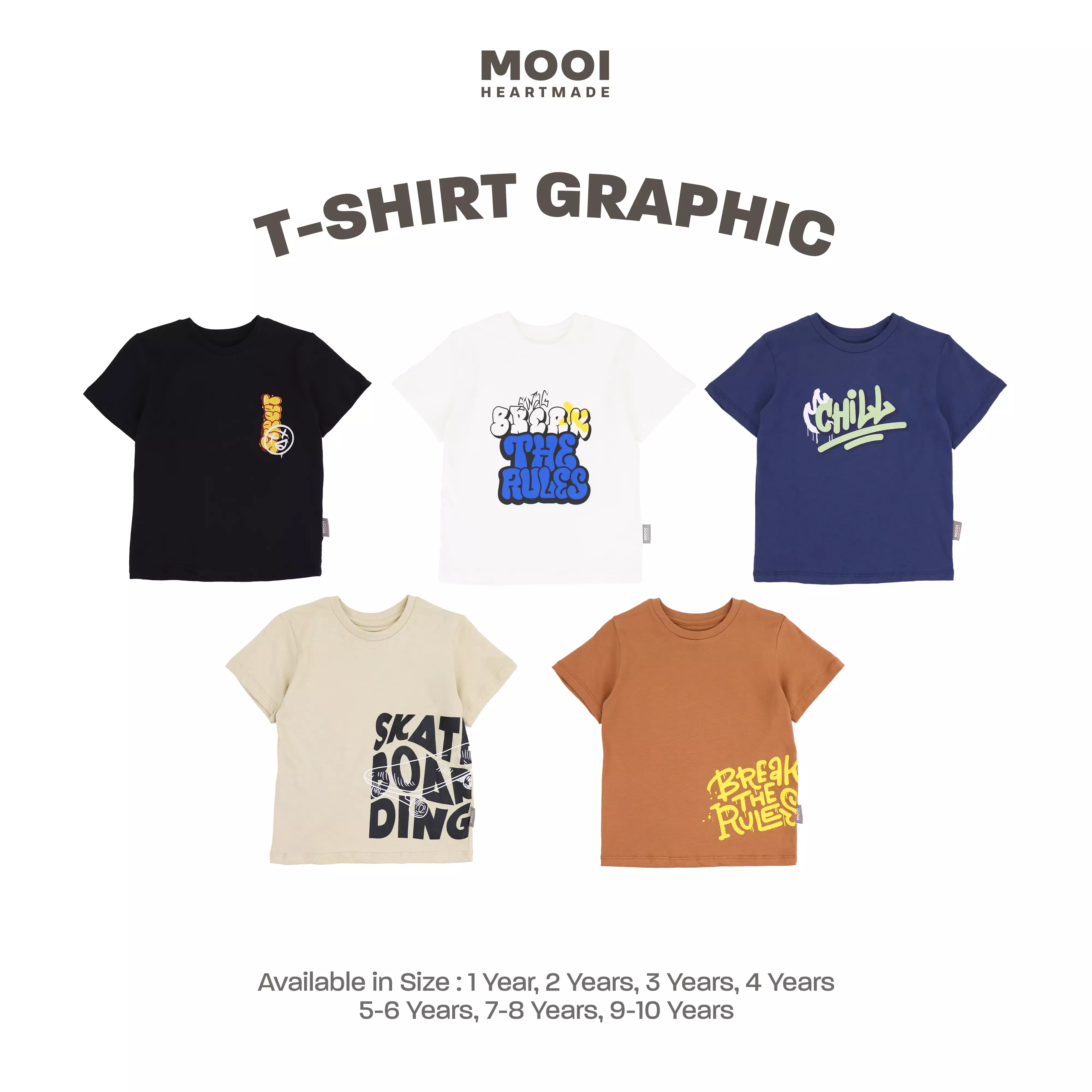 Mooi Kaos Anak Unisex T-shirt Graphic - Black