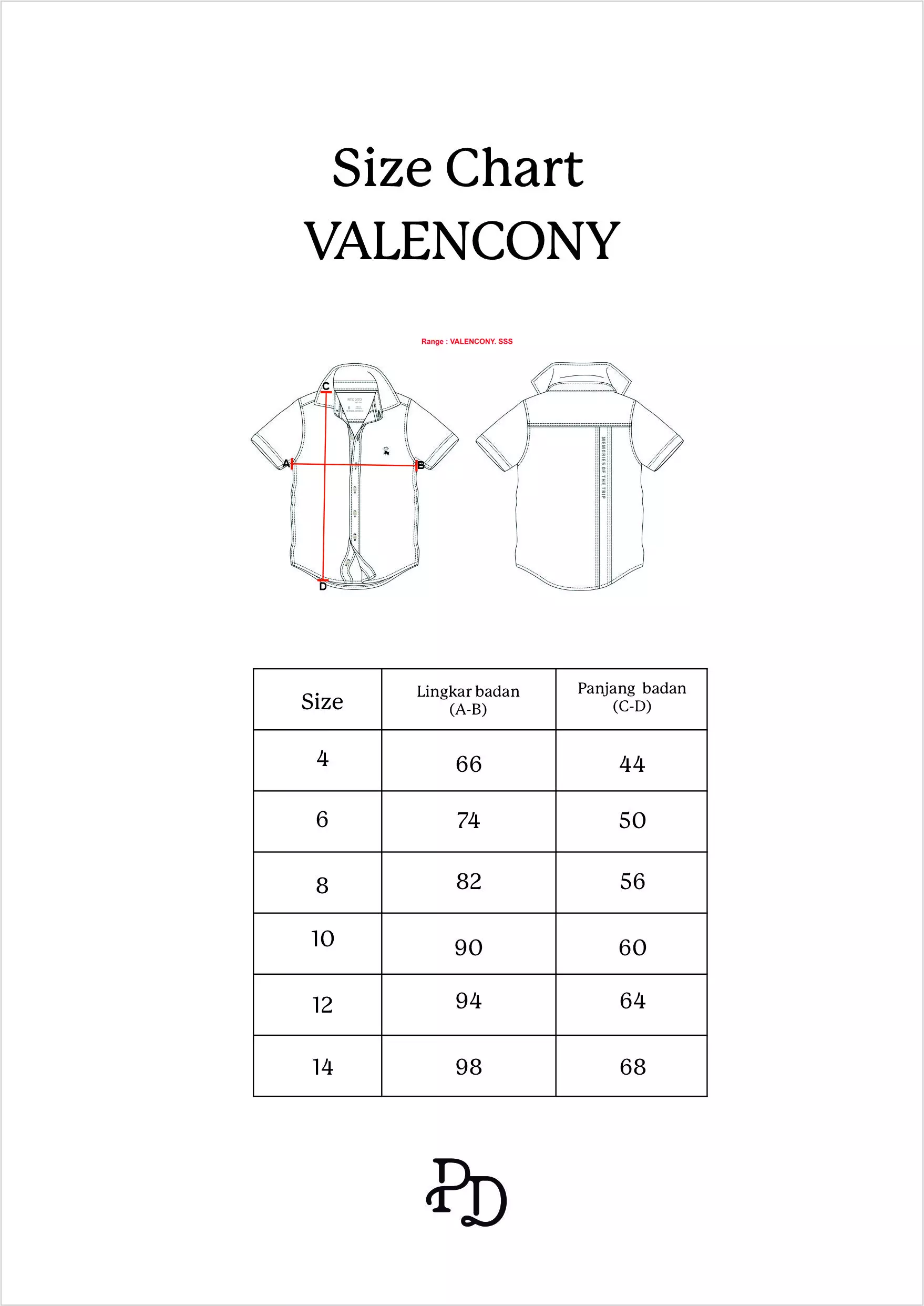 Pito Dito Boy Valencony Kemeja Pendek Anak Merah - Size 14