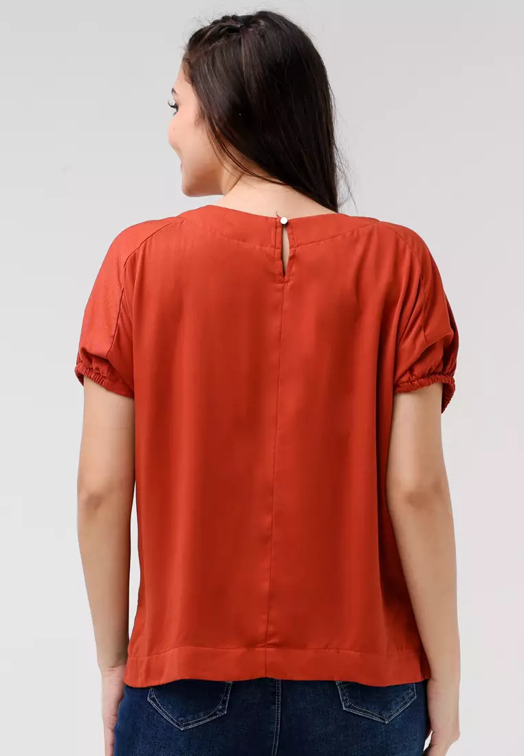 Single Twill Woven Short Sleeves Blouse