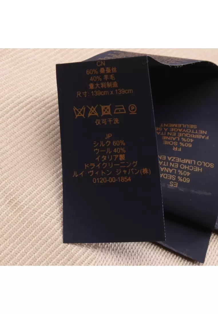 Pre-Loved Louis Vuitton monogram ecru shawl silk wool beige