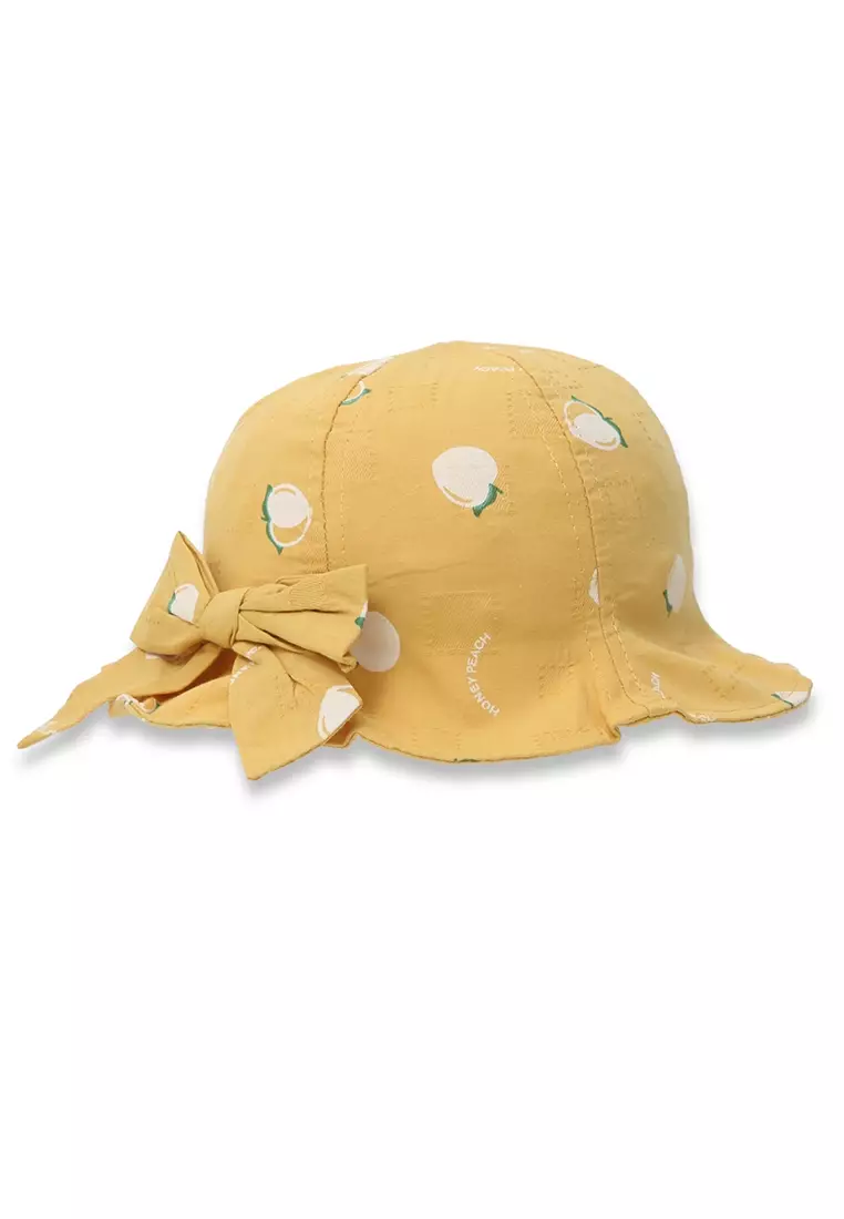 Sierra Topi Bucket Anak Perempuan Model Pita Honey Peach Toddler Hat Material Cotton ORIGINAL - Yellow