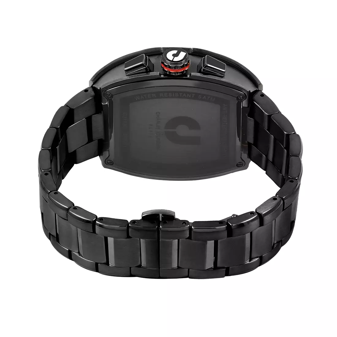 Jam Tangan Pria Charles Jourdan Ultra Black Red Quartz Stainless Steel CJ1120-3762C Original