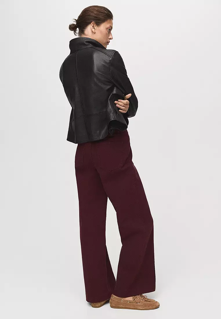 High-Waisted Wide-Leg Jeans With Stitching