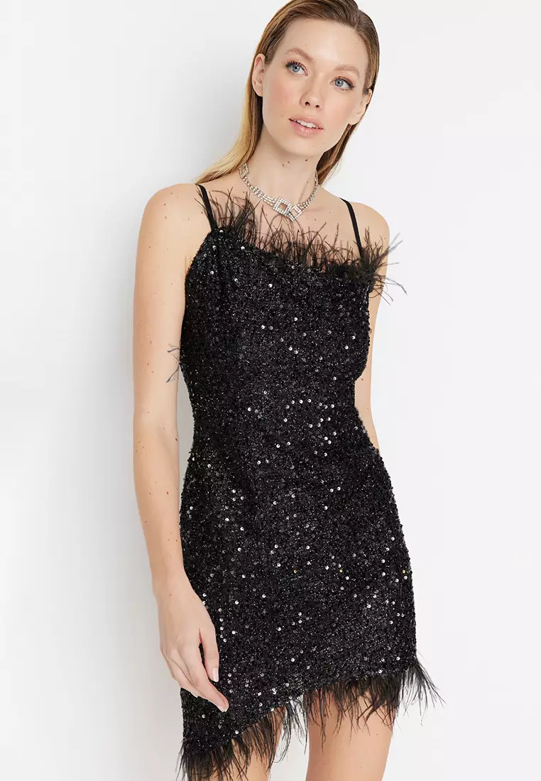 Sequin Detailed Evening Dress