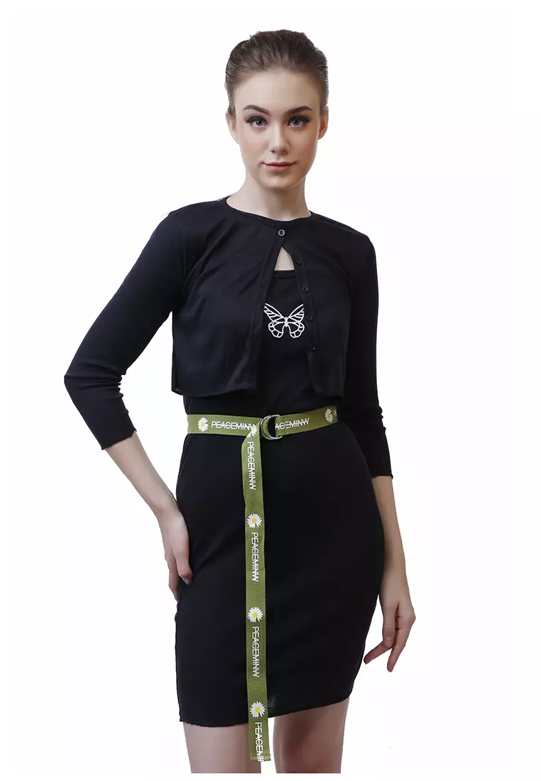 Hasina Aksesoris Fashion Ikat Pinggang Wanita Motif Bunga Casual Belt Material Canvas ORIGINAL - Green