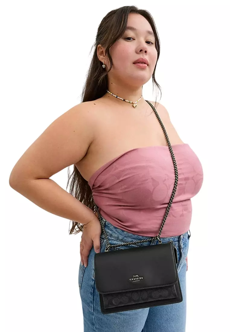 Klare Crossbody Bag In Signature Canvas - Charcoal/Black