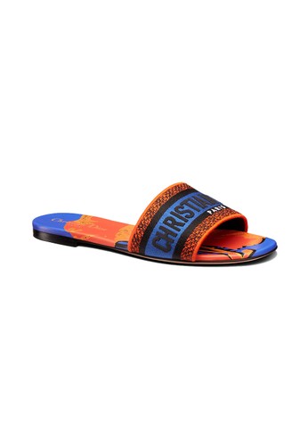 Jual Christian Dior Christian Dior Dway D-Flower Pop Cotton Embroidery  Sandals Slide Blue and Orange Original Mei 2023| ZALORA Indonesia ®
