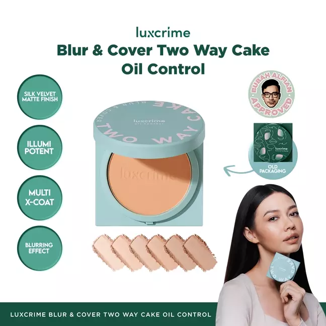 NEW Oil Control Luxcrime Blur & Cover Two Way Cake - Cinnamon