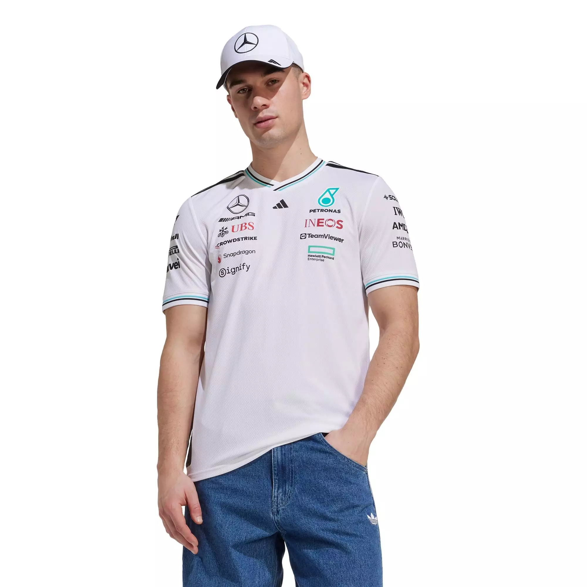 Motorsport MERCEDES - AMG PETRONAS FORMULA ONE TEAM DRIVER JERSEY AUTHENTIC Men White JX5795
