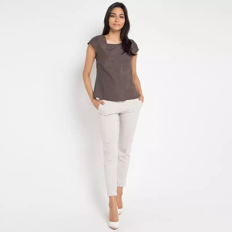 Kat Blouse In Dark Brown Stripes