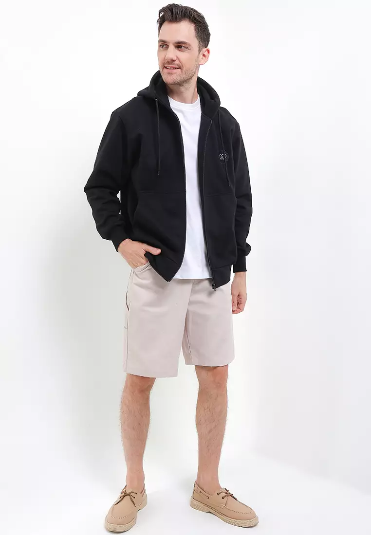 GRAHANGGRA Jaket Hoodie Zipper Axeron Cotton Fleece - Black