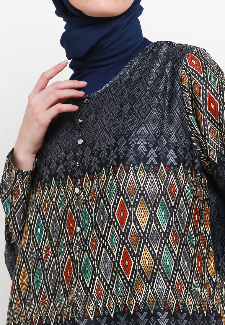 Ebru Tunic In Black Batik Print
