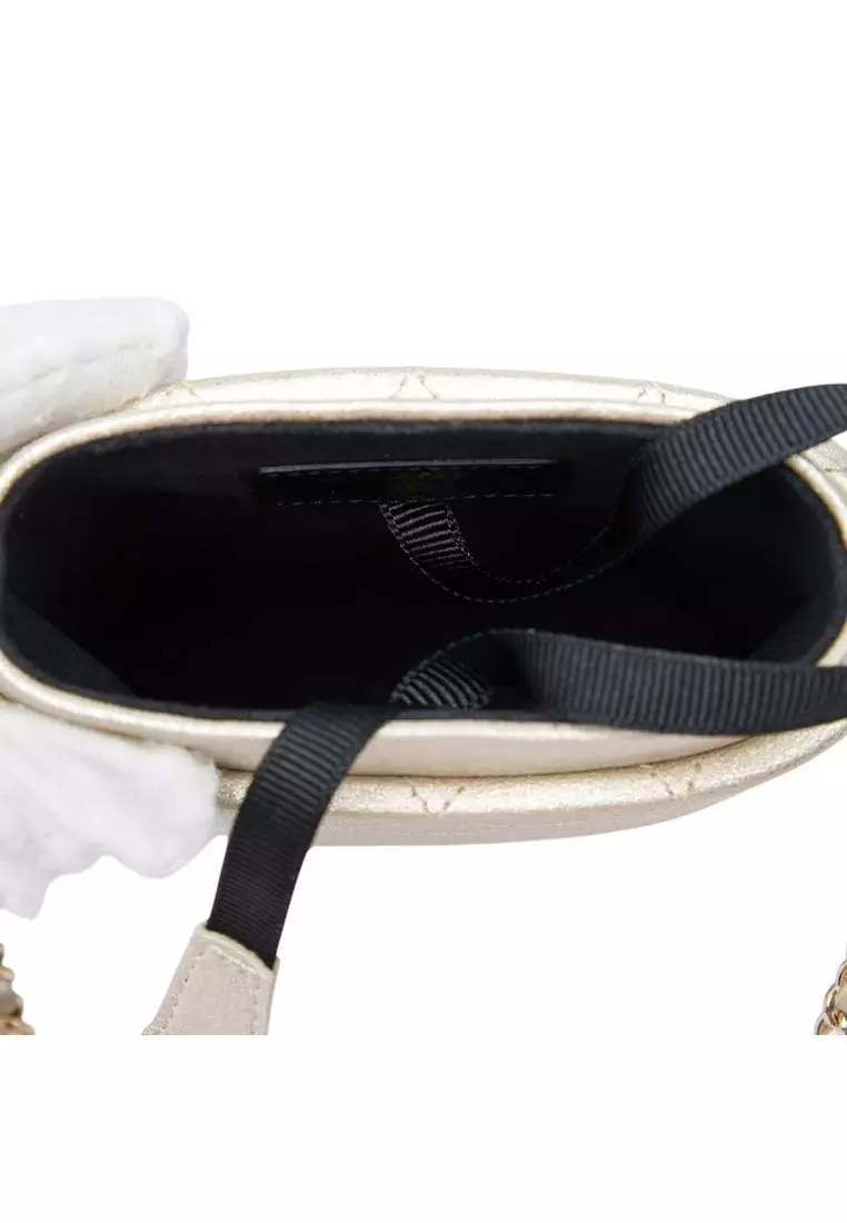 Pre-Loved Chanel Cc Quilted Metallic Lambskin Chain Around Phone Holder