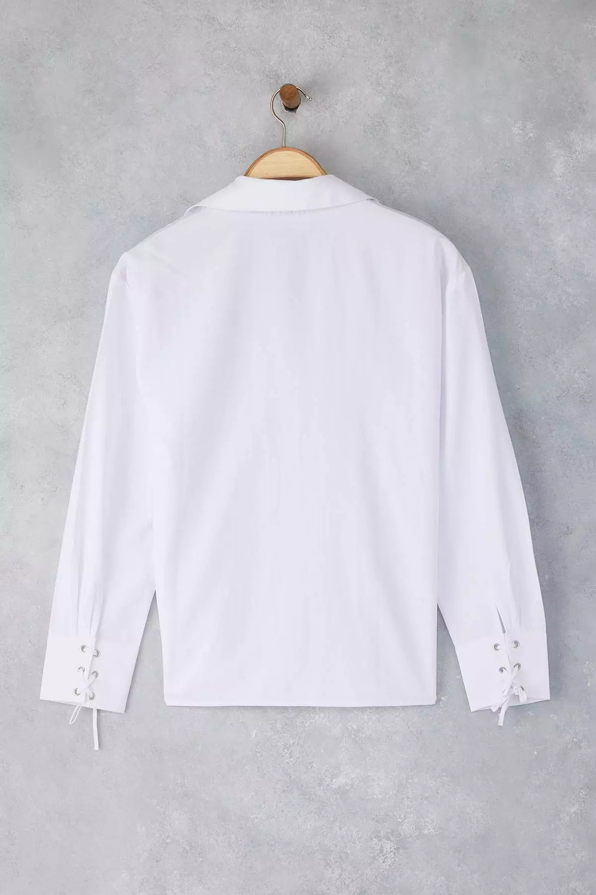 White Oversize Shirt With Lace Detail On The Front