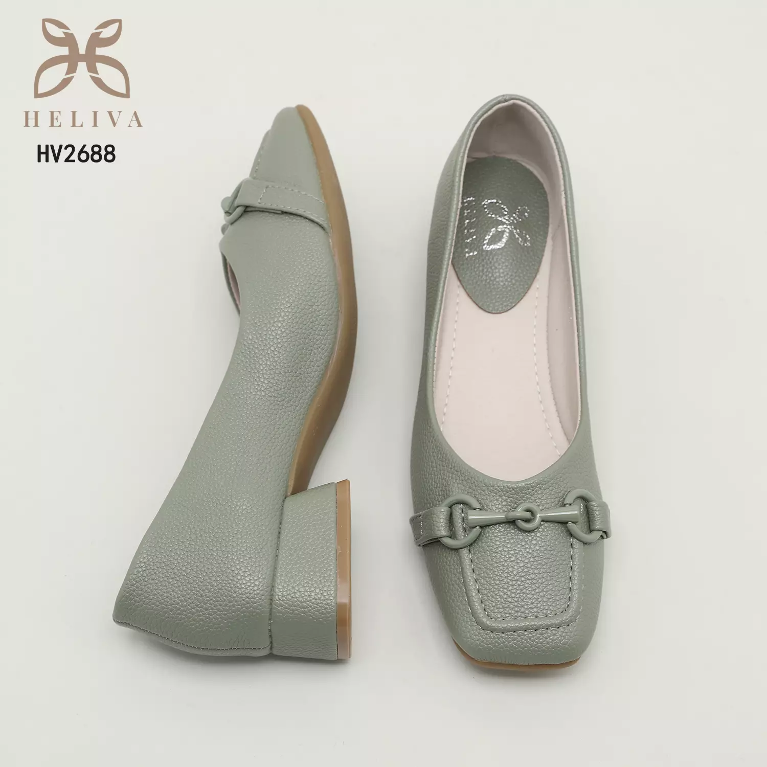 Heliva Zaskia Mid Block Heels Office Ladies Square Toe