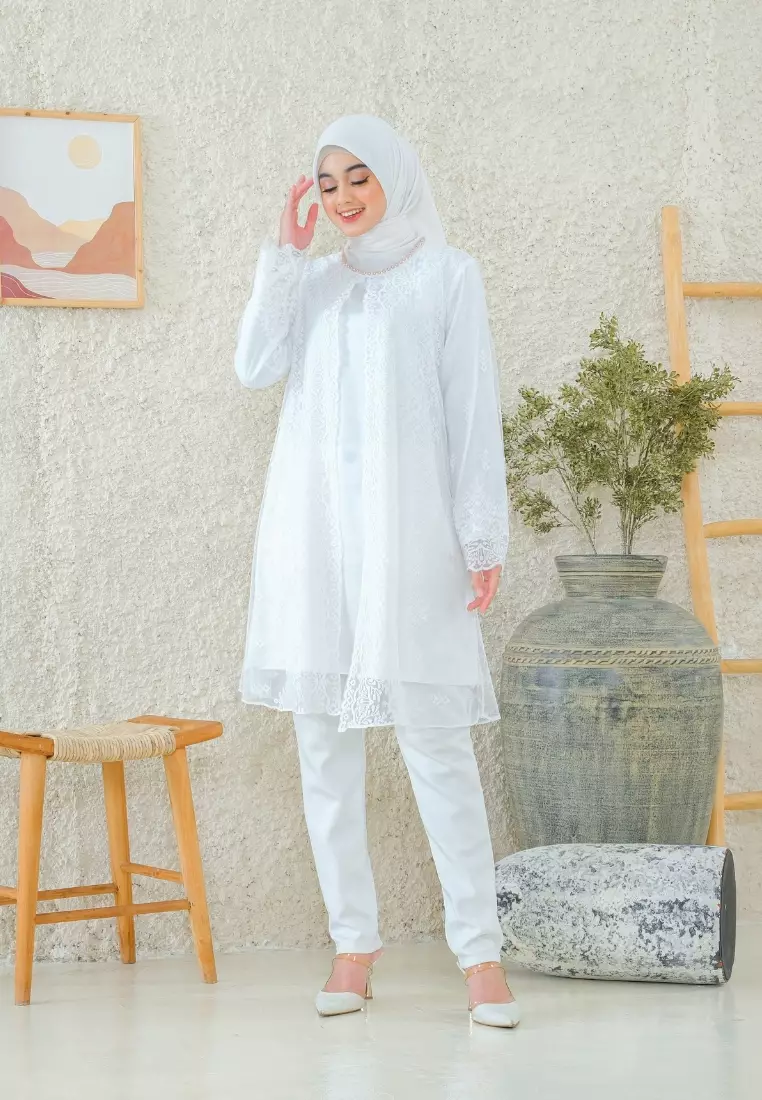 Tunic Brokat White Payet Elegan Look By Brilliant Girl