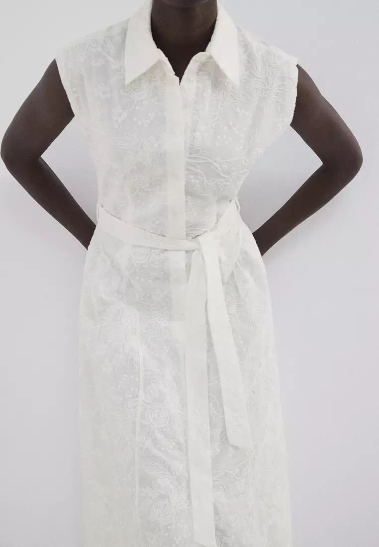 Embroidered Belt Dress