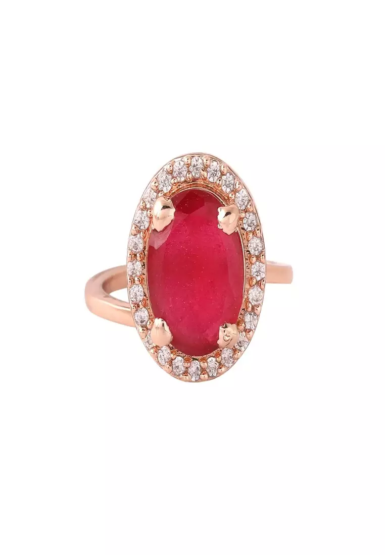 Buy estele Estele Rose Gold Plated CZ Adjustable Round Halo