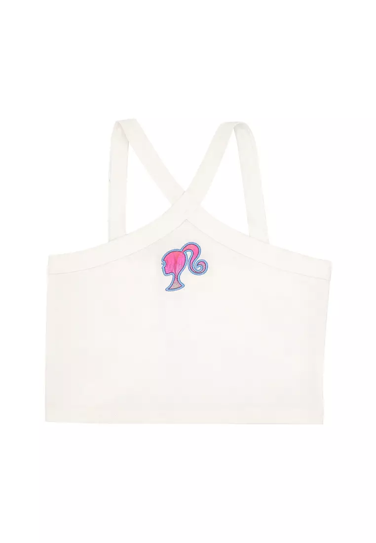 Girls Licensed Graphic Halter Crop Top Off White