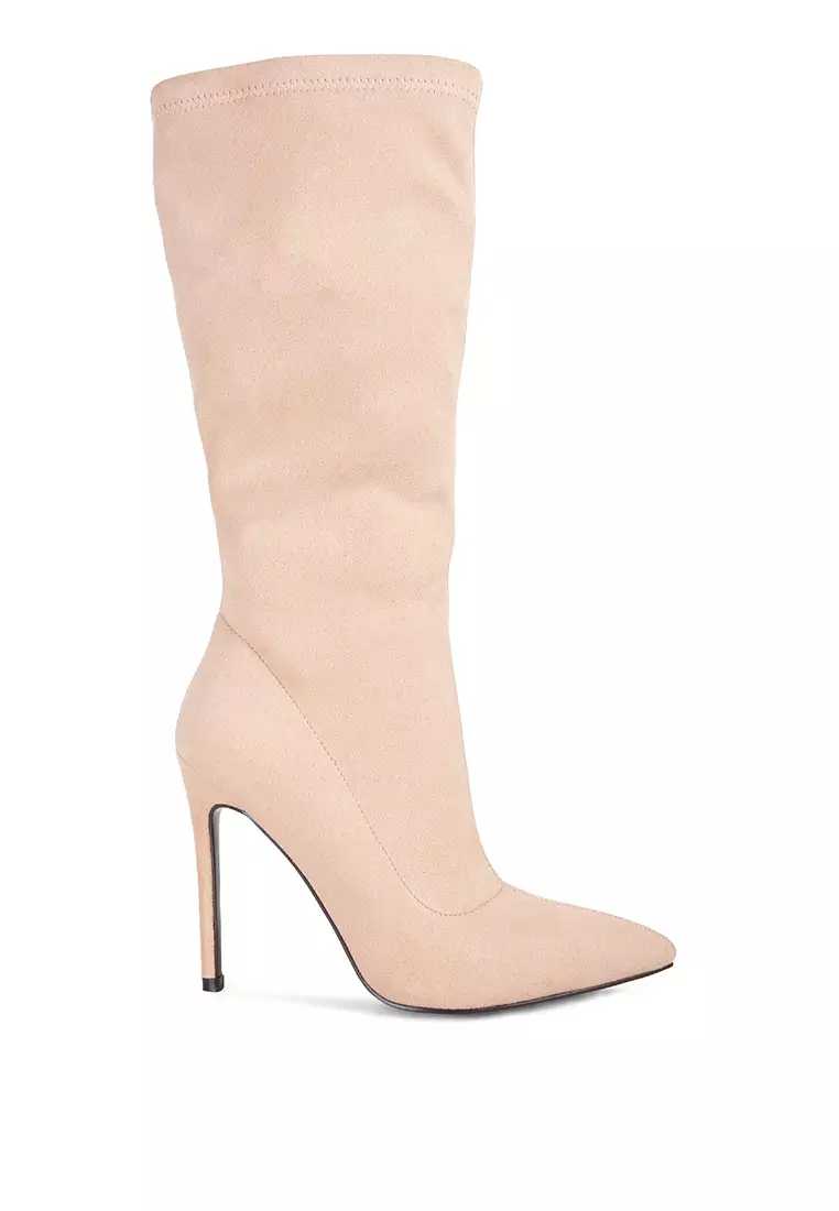 Buy London Rag Beige Pointed Toe High Heeled Calf Boot 2024 Online