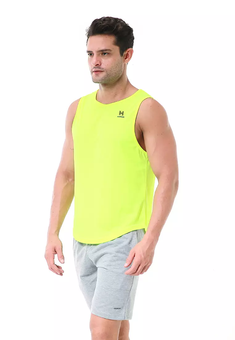 Bobby Atasan Kasual Pria Singlet Gym Motif Polos Sleeveless Sports Shirt Material Polyester Fiber ORIGINAL - Green