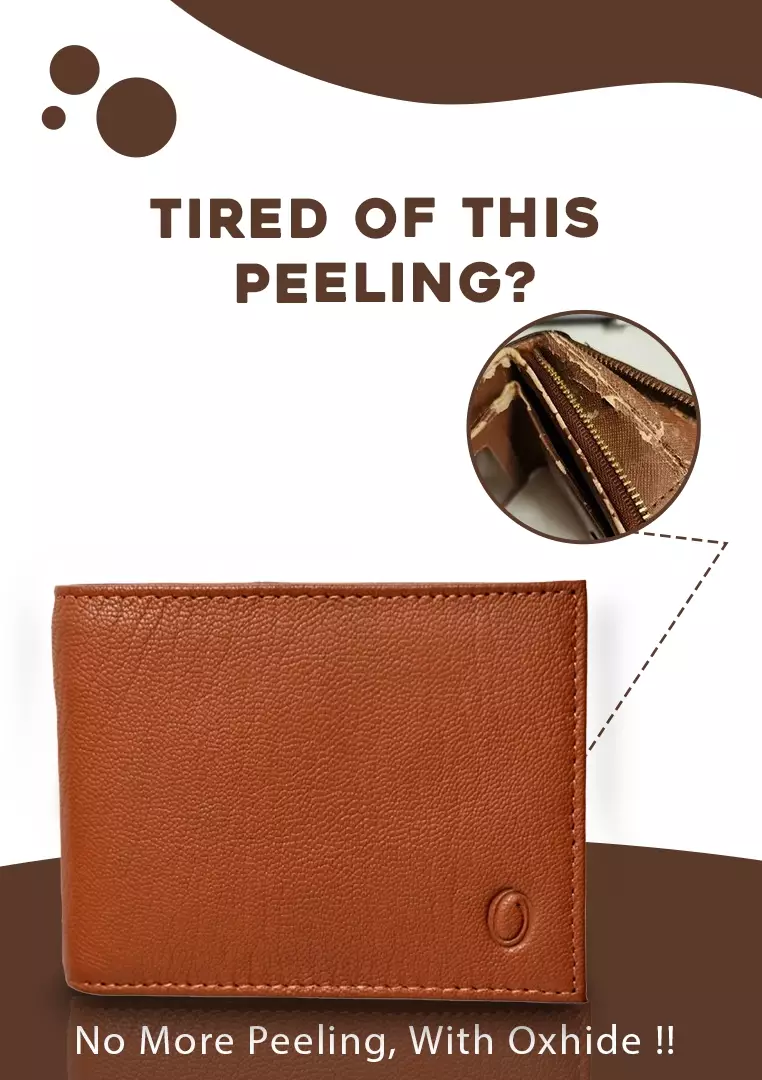 Wallet Men Brown with coin pouch -Bifold Lucky Wallet- Full Grain Leather Wallet with NO HOLE-Brown Wallet -3704 Oxhide