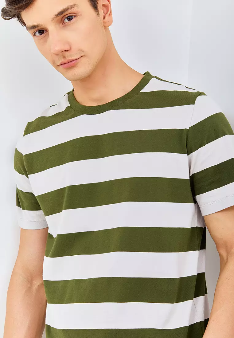 Manzone Kaos Lengan Pendek Pria ALVARO 6 Khaki  -Beige Olive