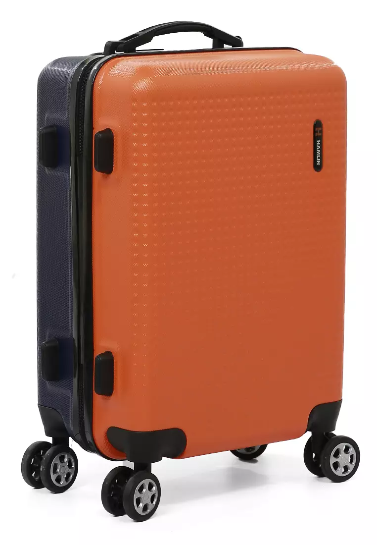 Carlton Koper Hardcase Unisex Size 20 Inch Dual Tone Color Large Compartment Suitcase Code Lock System Material ABS+PVC Coated ORIGINAL - Orange Blue