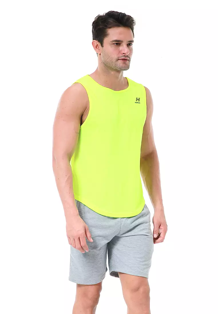 Bobby Atasan Kasual Pria Singlet Gym Motif Polos Sleeveless Sports Shirt Material Polyester Fiber ORIGINAL - Green