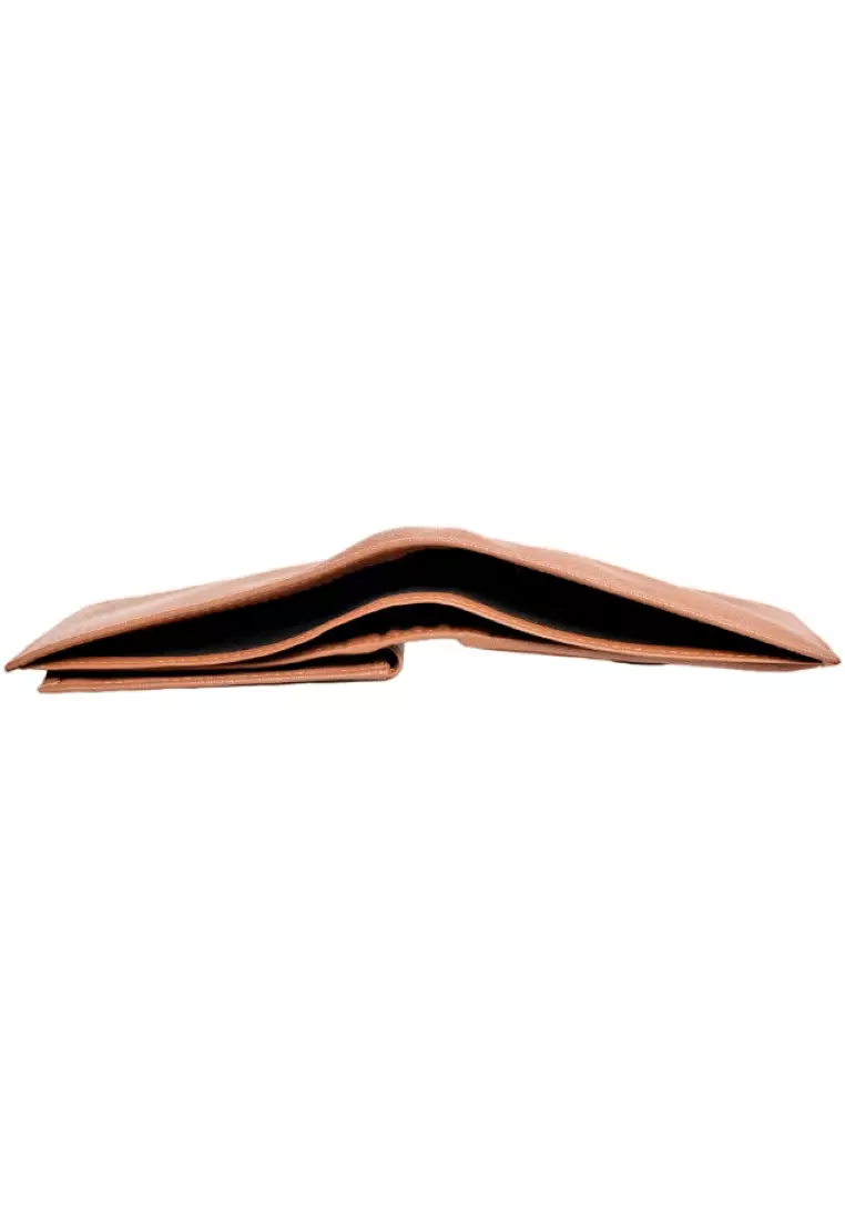 Wallet Men Brown with coin pouch - Bifold Lucky Wallet- Full Grain Leather Wallet with NO HOLE- Brown Wallet - Oxhide 3851CP Brown
